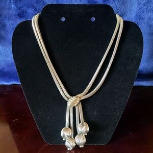 Vintage Silver Knot Chain Tassel Necklace